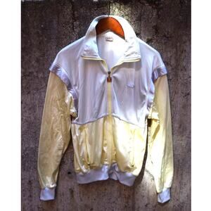 Ellesse Vintage Track Jacket White Yellow Made in Italy Size 10